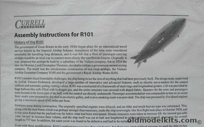 Currell Graphics 1/700 R101 Airship plastic model kit